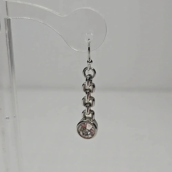 Lia Sophia Drop Sparkle Silver Chain Link Earrings - Picture 6 of 9